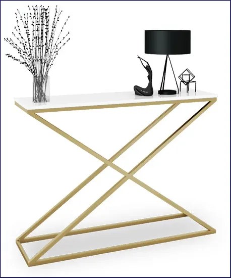 Konsola w stylu glamour złoty + biały połysk N6-E30