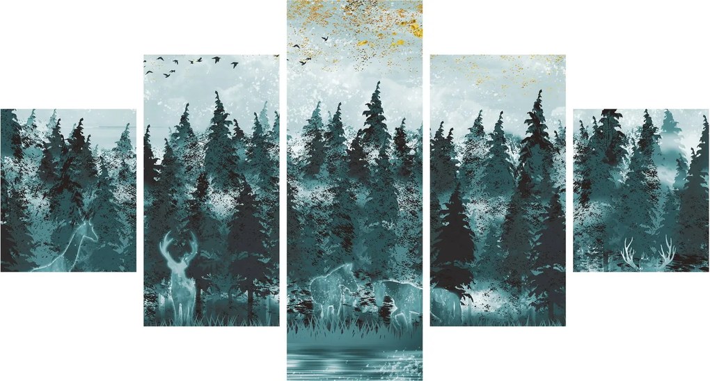 Obraz - Zwierzęta w lesie (125x70 cm)