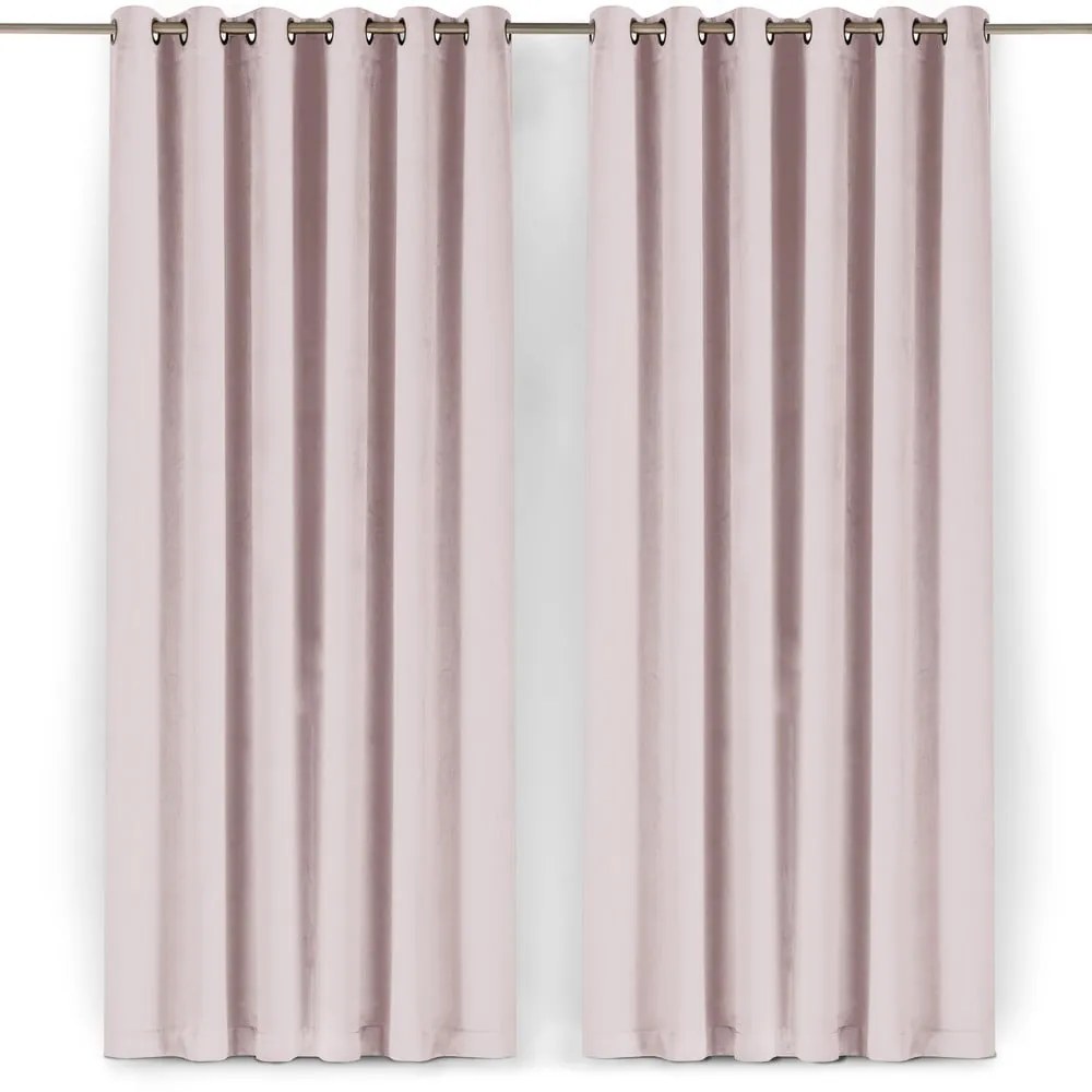 Jasnoróżowa aksamitna zasłona częściowo zaciemniająca (dimout) 265x250 cm Velto – Filumi