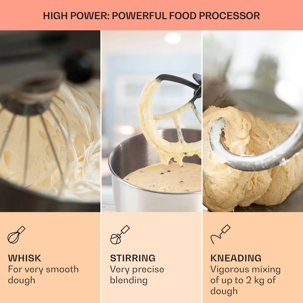 Klarstein Bella 1800W 5L Robot Kuchenny Biały/Różowe Złoto