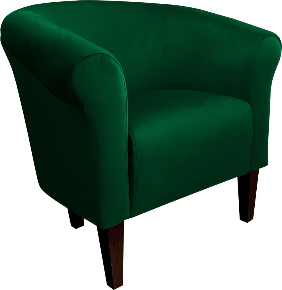 Fotel Milo tkanina Welur wygodny fotel tapicerowany do salonu i sypialni : Kolor nogi - Venge, Kolor tkaniny - VELVET - MG25, Wysokość nogi - 20 cm
