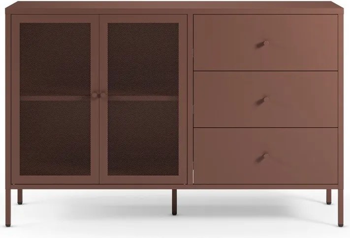 Bordowa metalowa komoda 140x90x40 cm Fayna – Marckeric