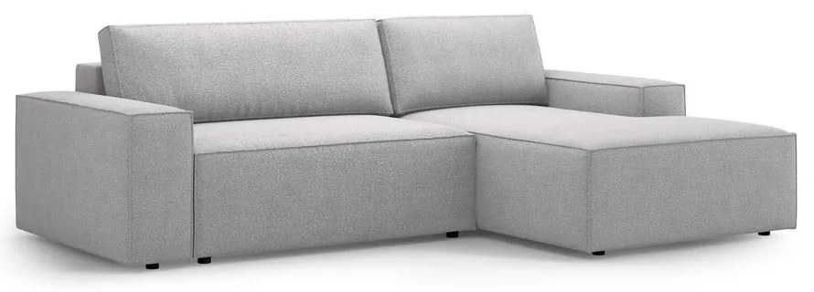 Jasnoszary rozkładany narożnik z materiału bouclé (prawostronny) Jodie – Micadoni Home