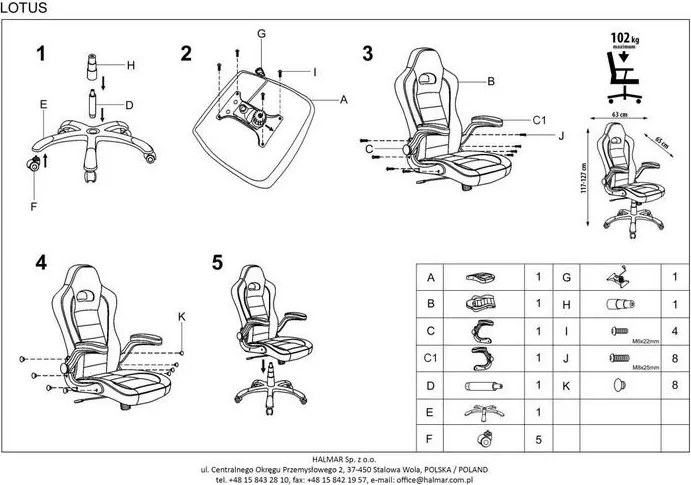 Nowoczesny fotel biurowy Lotus
