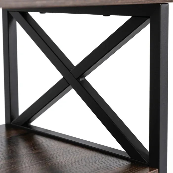 Szafka Nocna do Sypialni LOGAN 40 cm Dąb Rustykalny/Czarny Loft