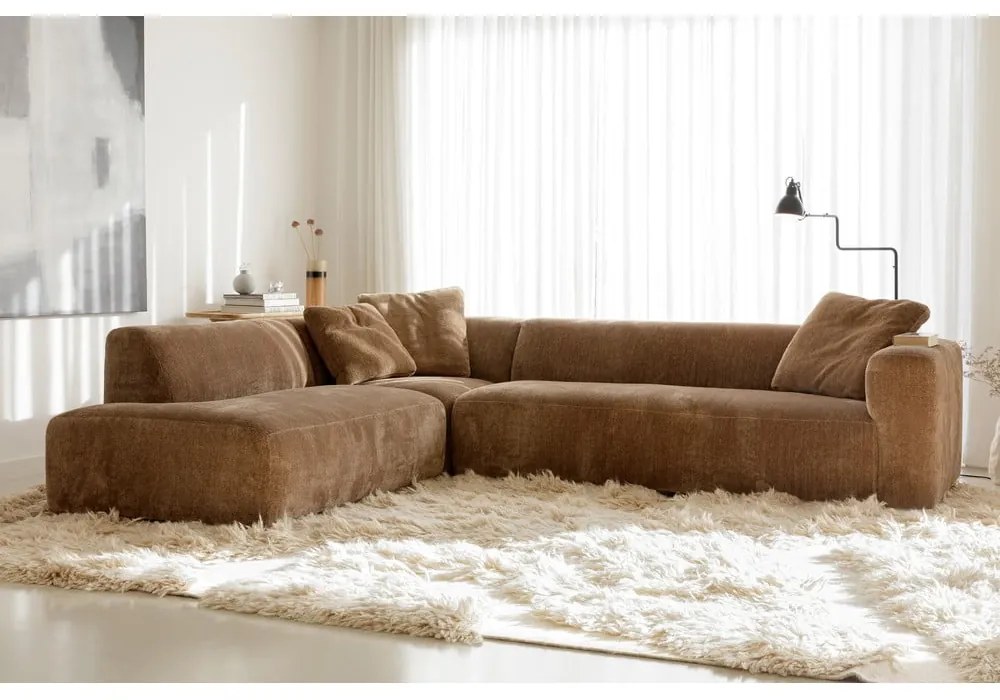 Brązowy aksamitny narożnik (lewostronny) Annie – Sits