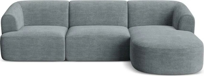 Ciemnoszary sztruksowy narożnik (prawostronny/z szezlongiem) Campi – Cosmopolitan Design