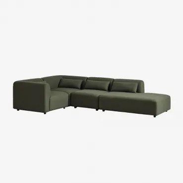 Sofa Modułowy Narożny 4-częściowy Z Prawym Szezlongiem Fogler Tkanina Baranek Boucle Żółty Curri - Sklum