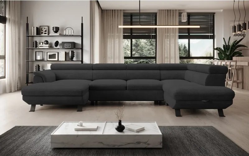 Narożnik RAVEN XL wolnostojący z funkcją spania tkanina Artico 37439 Antracytowy WERSAL