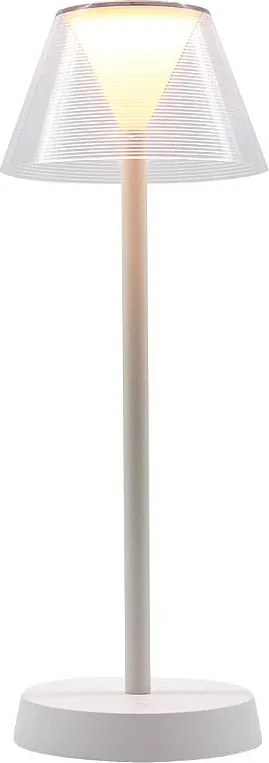 Bezprzewodowa lampa stołowa LED BEVERLY biała H34cm, ściemniacz 4 poziomy, bateria ładowalna USB, IP44
