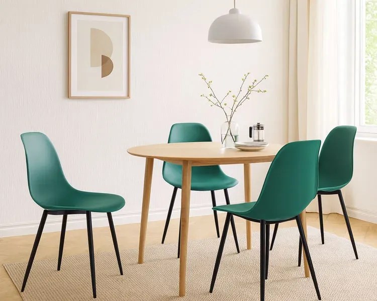 Zielone nowoczesne krzesło z czarnymi nogami K2-A90