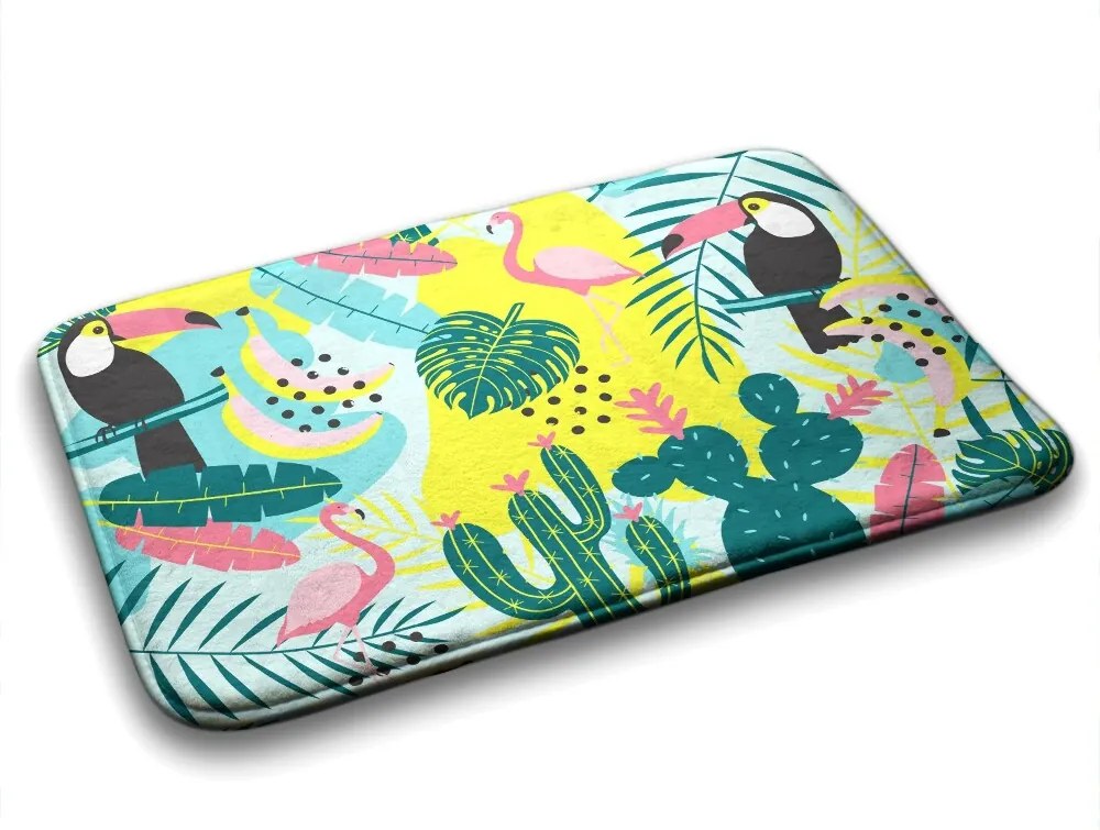 Dywanik do łazienki Dywanik do łazienki Ptaki Rośliny Abstrakcja