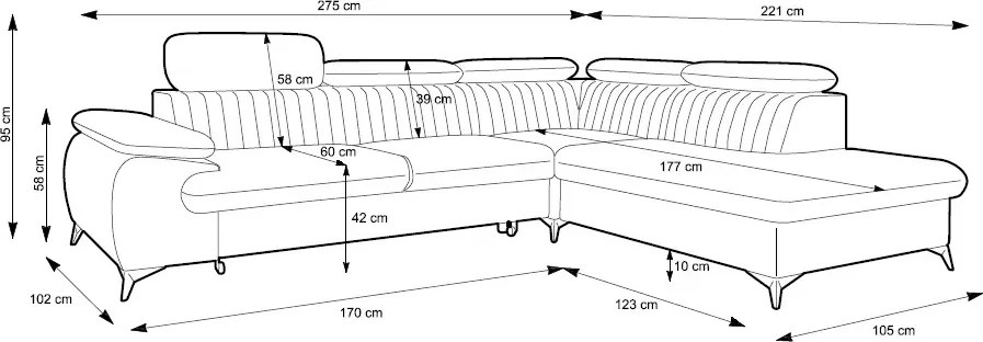 Kremowy narożnik z regulowanymi zagłówkami K4-F92