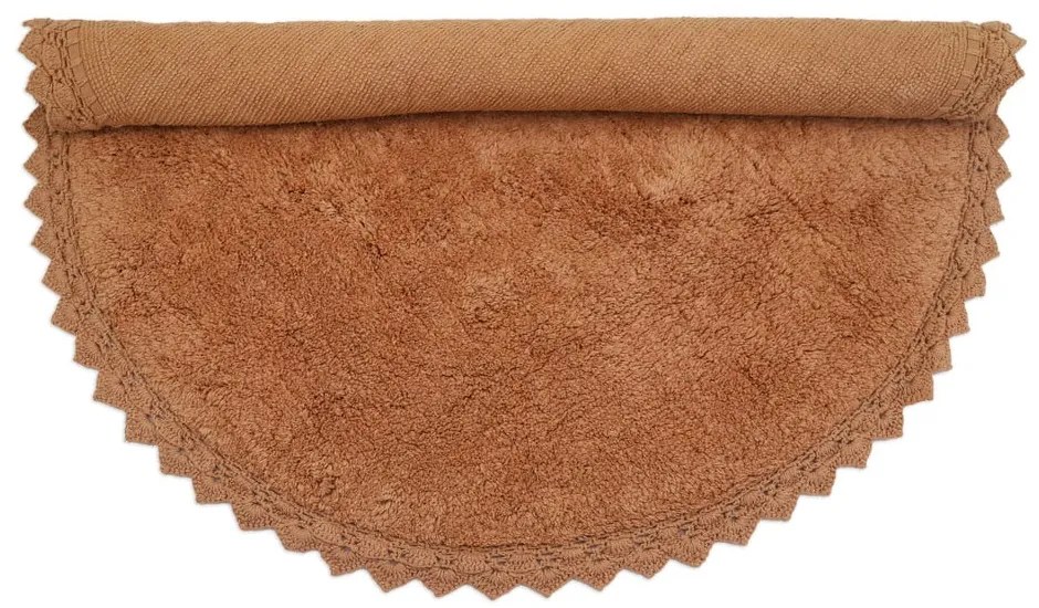 Ceglasty bawełniany okrągły dywan tkany ręcznie odpowiedni do prania ø 110 cm Perla Toffee – Nattiot