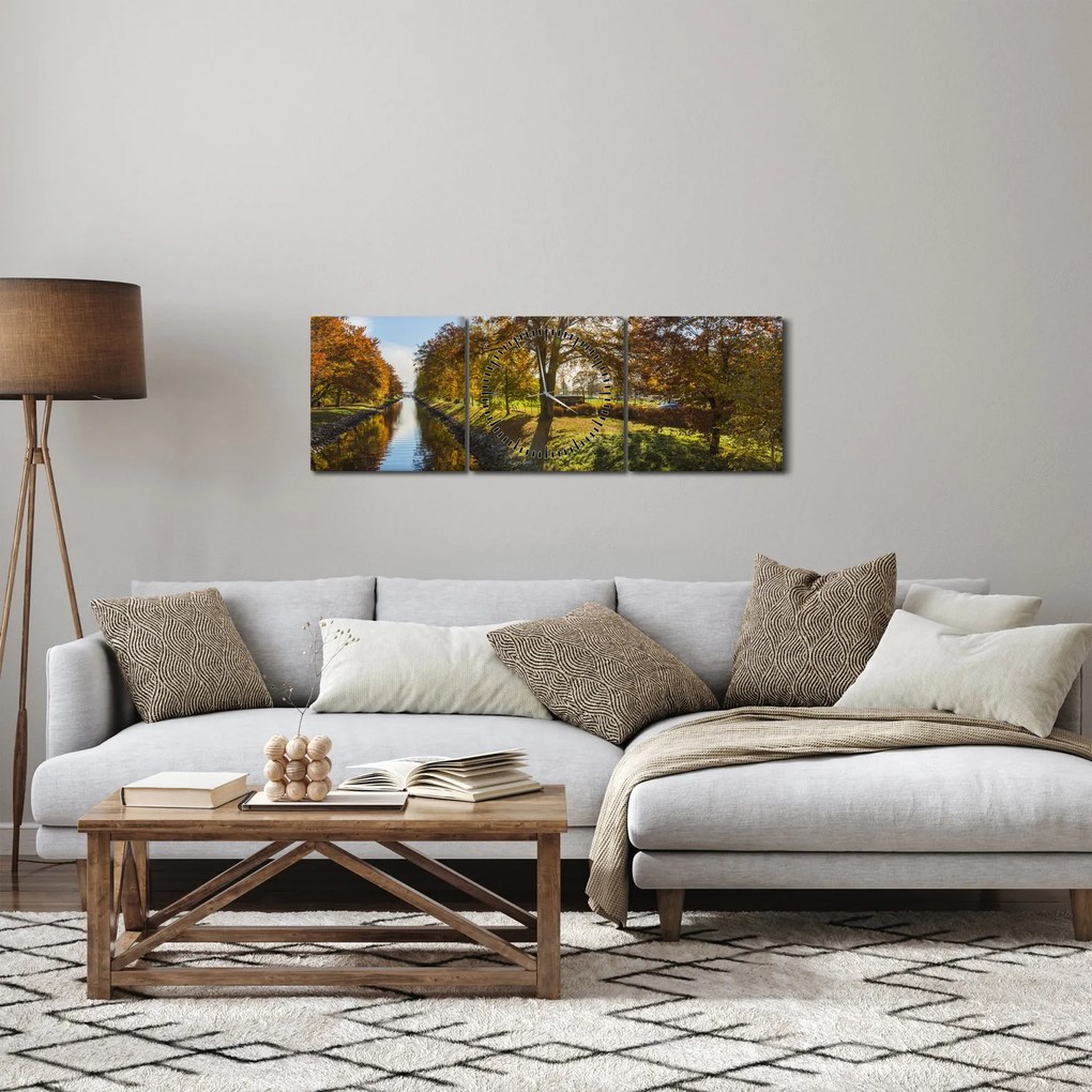 Obraz kanału wodnego (z zegarem) (90x30 cm)