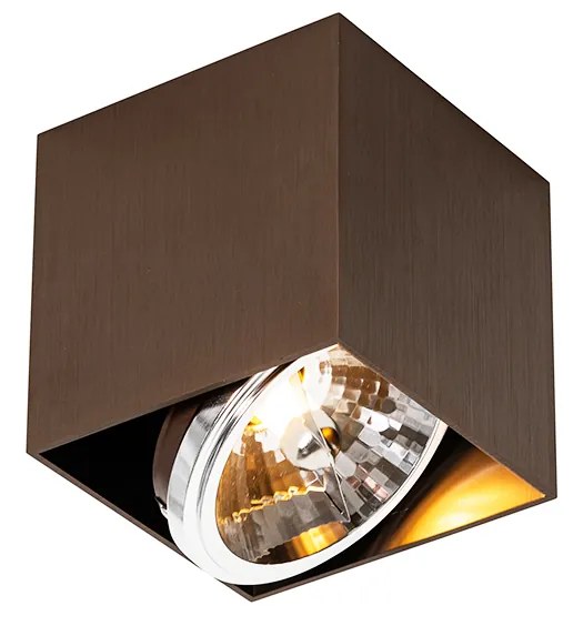 Designerski reflektor sufitowy ciemnobrązowy kwadratowy obrotowy i pochylny - BoxDesignerski Oswietlenie wewnetrzne