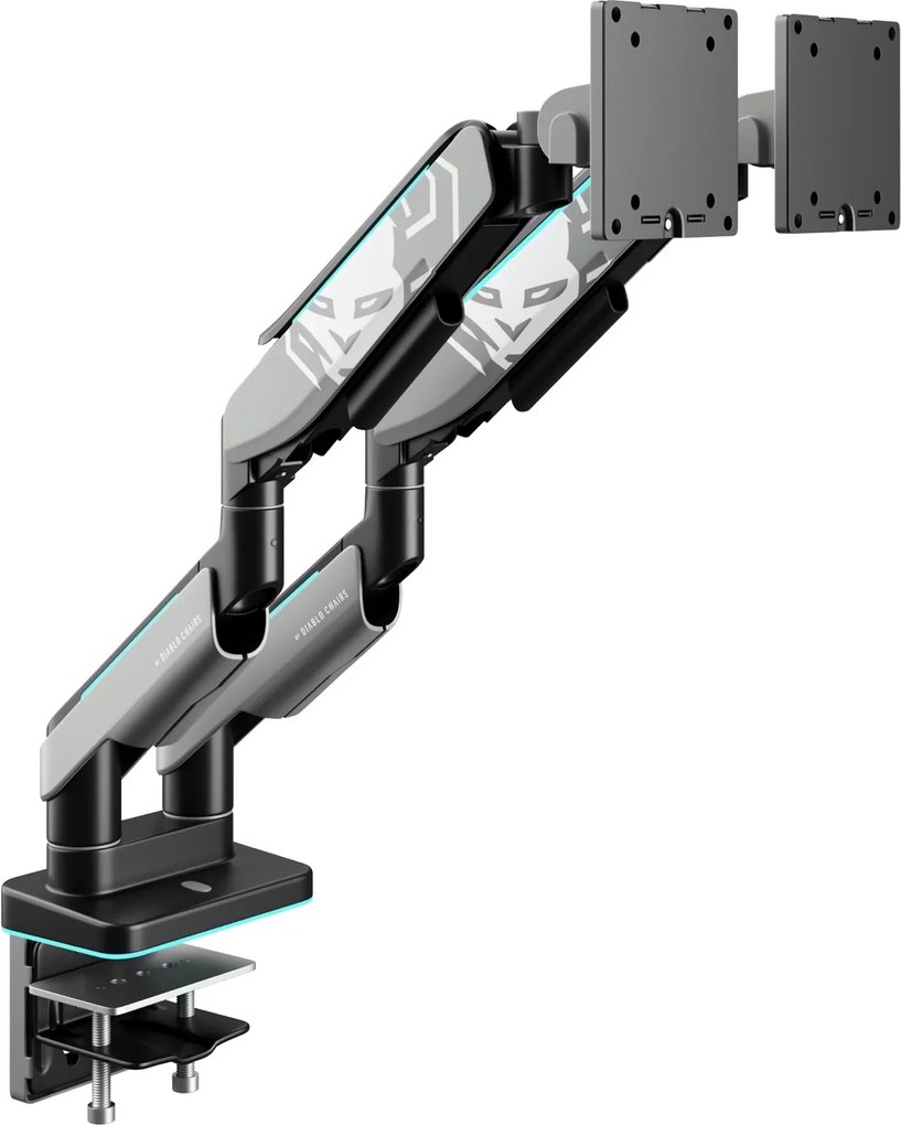 Uchwyt regulowany na 2 monitory 35 cali RGB Diablo X-Arm Dual, szaro-czarny