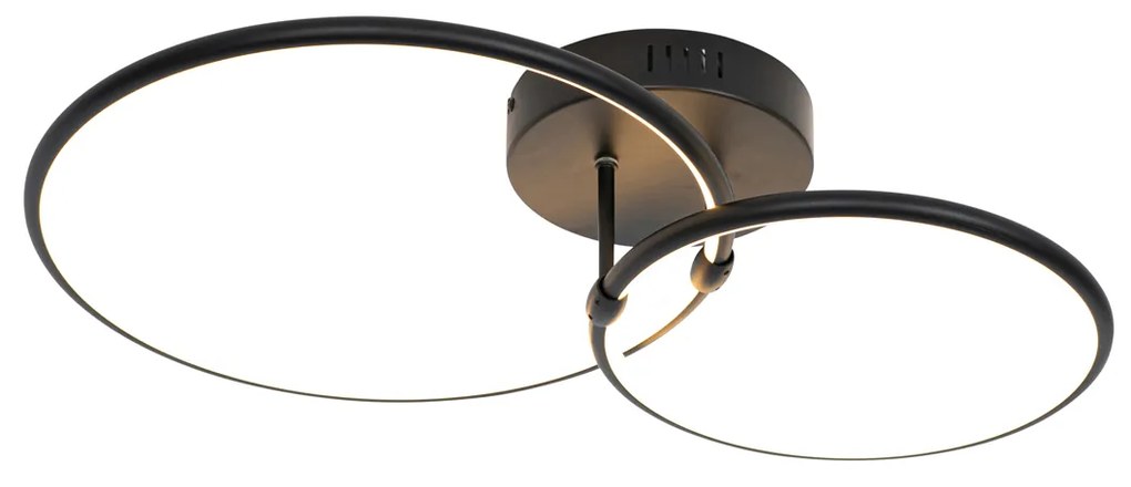 Lampa sufitowa czarna w komplecie z LED 3-stopniowy ściemniacz 2-światła - Joaniqa