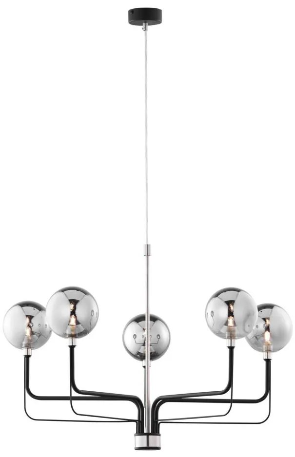Jupiter 1888 - Żyrandol na linkach ERIS 5xG9/14W/230V matowy chrom/czarny/przydymiony szary