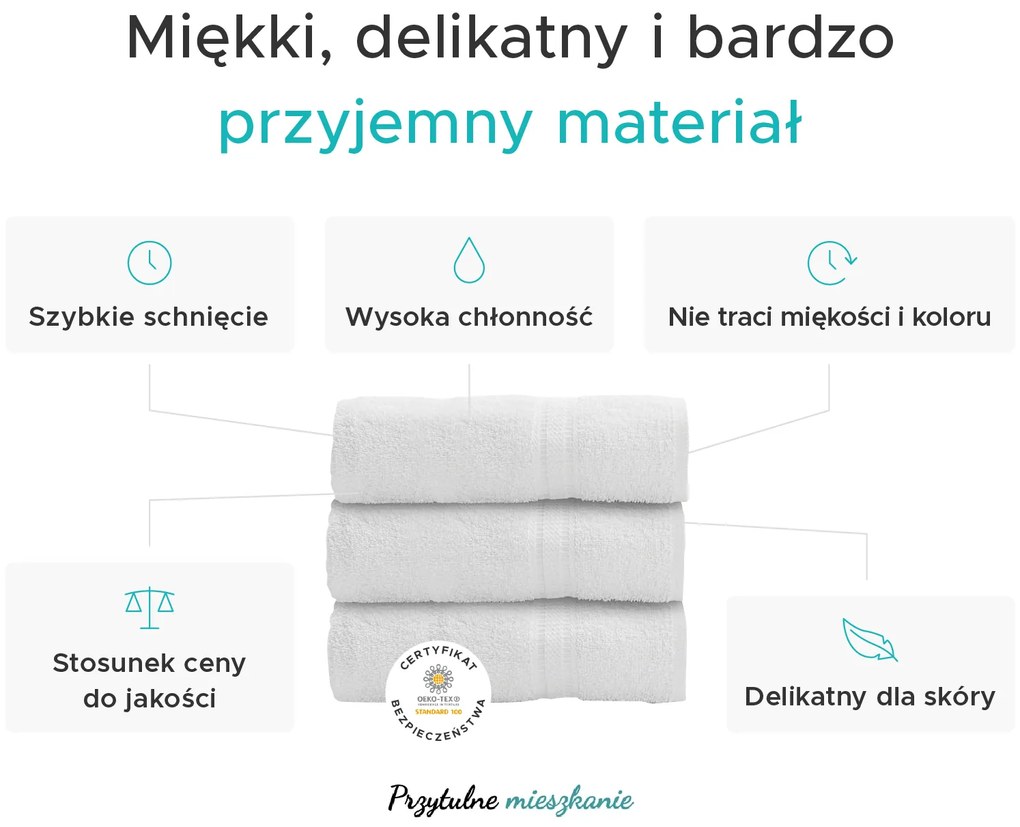 Ręcznik kąpielowy BIBAZ 70x130 cm jasnoszary, 100% bawełna