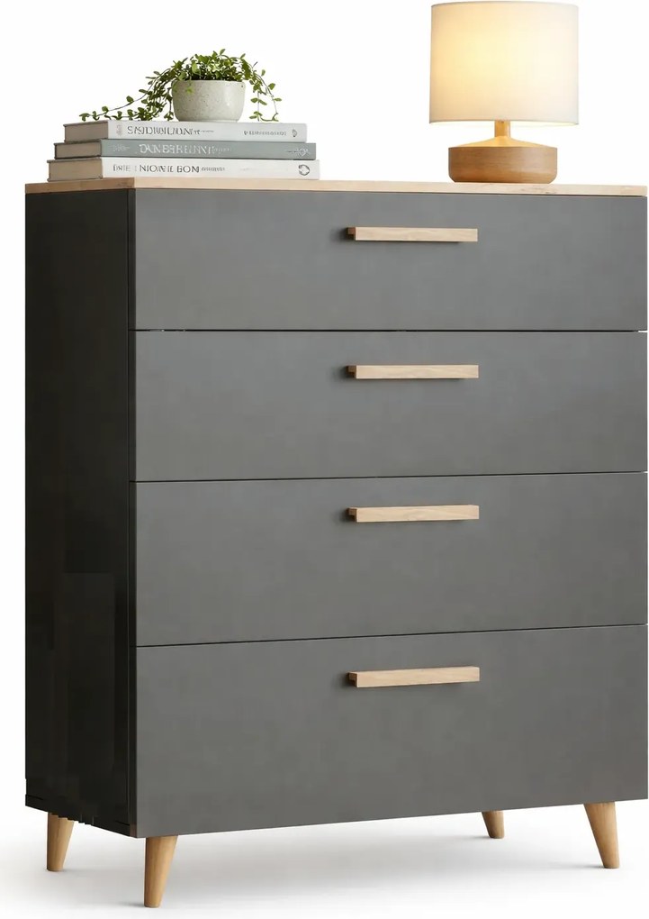 Antracytowa komoda na nóżkach D8-M14