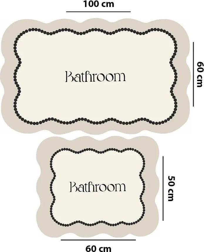 Kremowe dywaniki łazienkowe zestaw 2 szt. 60x100 cm Bounde – Foutastic