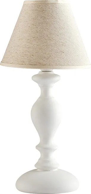 Cascina Shabby White Wooden Table Lamp 1 Light with Lampshade Dm.20 H.40 Ø20 BL265-LT-BCO