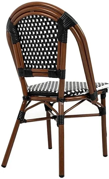 Czarno białe wiklinowe krzesło ogrodowe T1-S98