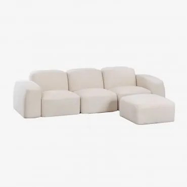 Bastian 3-częściowa Modułowa Sofa I Puf Szenila Gruba Biała - Sklum