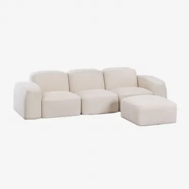 Bastian 3-częściowa Modułowa Sofa I Pufa Gruba Biała Szenila - Sklum