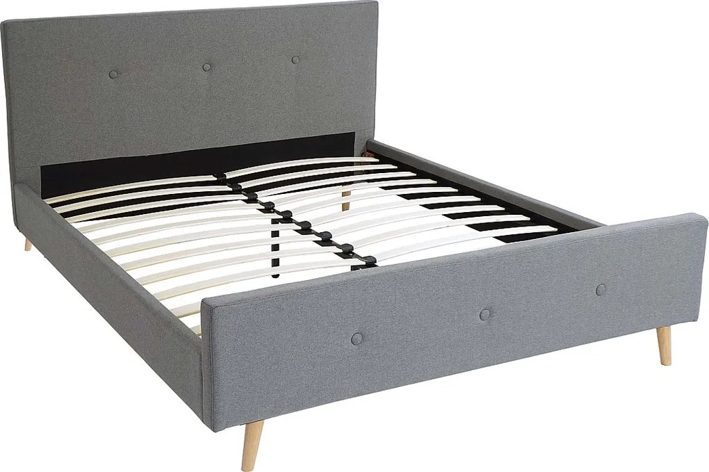 Łóżko tapicerowane MCW-J98 + stelaż listwowy 160cm,  160x200cm szary