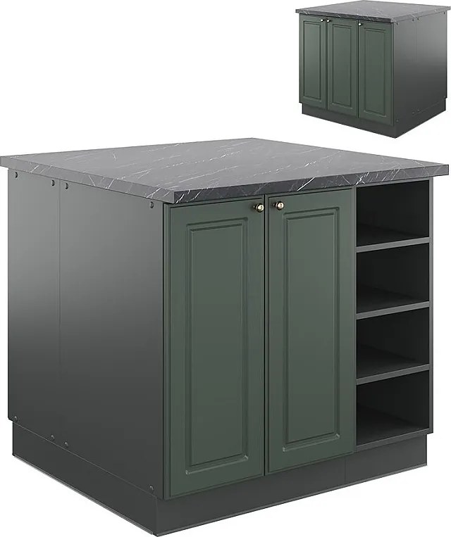 Wyspa kuchenna zielono-złoty country house/antracytowy 90x60x82 fame-line