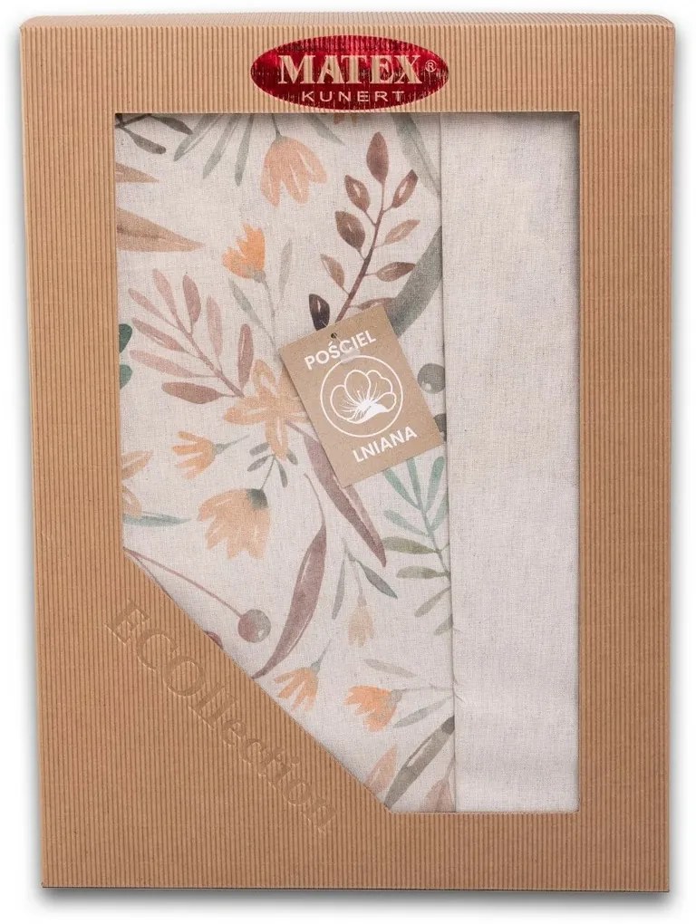 Pościel z mieszanki bawełny i lnu Łąka, 220 x 200 cm, 2x 70 x 80 cm