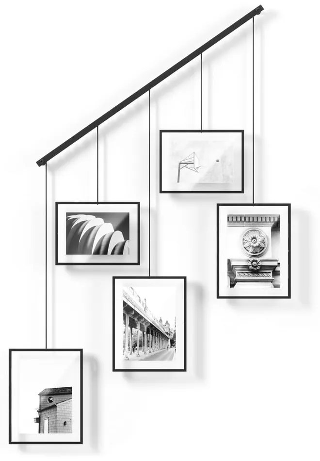 Czarne metalowe ramki ścienne zestaw 5 szt. 79x43 cm Exhibit – Umbra