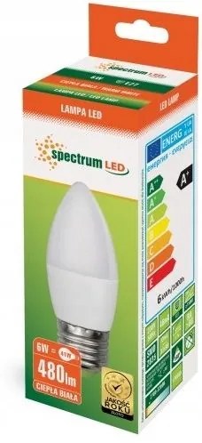 Żarówka LED Ciepła E-27 230V 6W Świeczka 13061