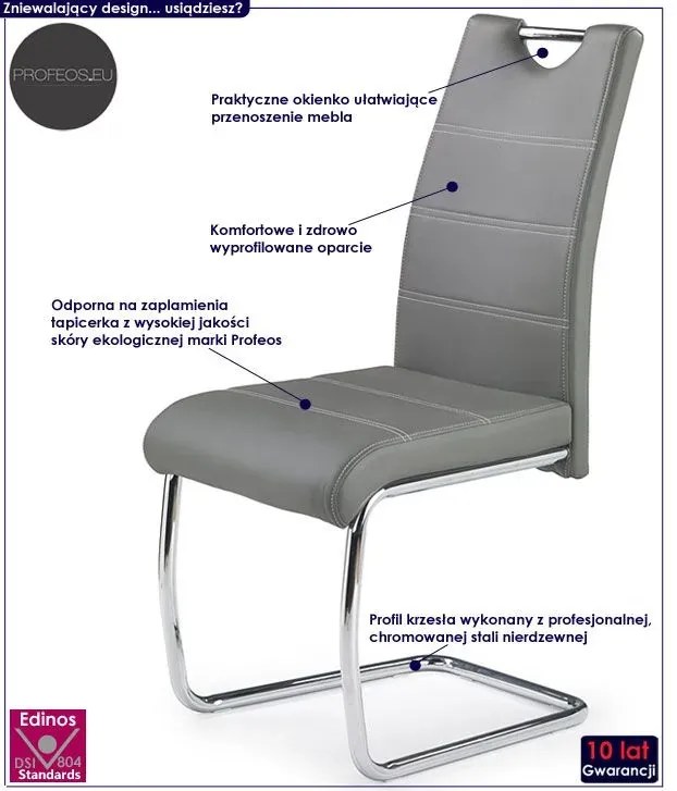 Czarne metalowe tapicerowane krzesło na płozach M3-G59