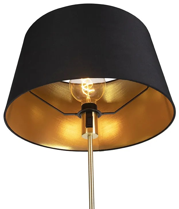Lampa stojąca złota/mosiądz z czarnym kloszem 45 cm regulowana - Parte klasyczny/Antyczny Oswietlenie wewnetrzne