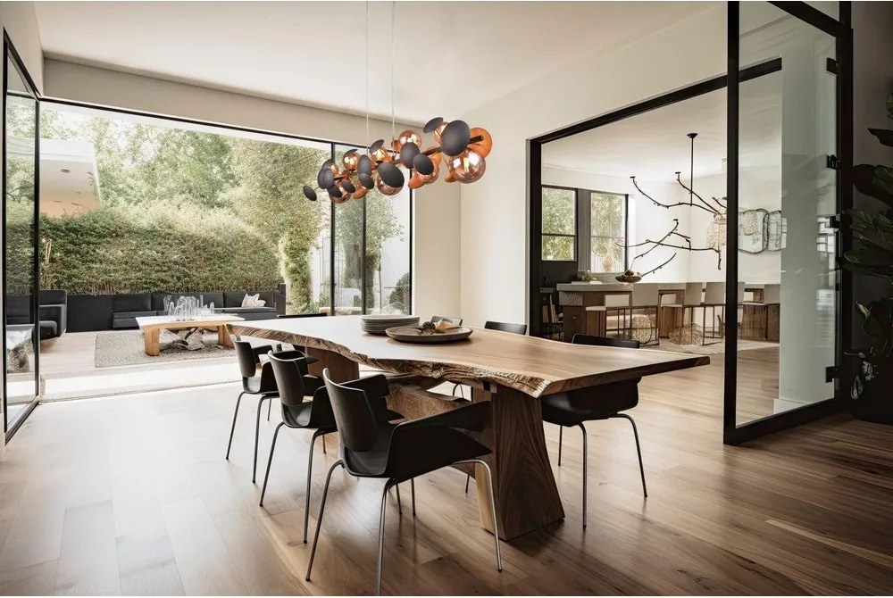 Lampa wisząca w szaro-złotym kolorze ze szklanym kloszem Bubble – Trio Select