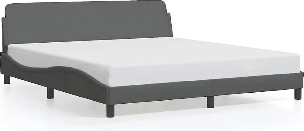 Rama łóżka 160x200 cm Dover ciemnoszara tkanina z zagłówkiem i listwami ze sklejki, elegancki falisty design