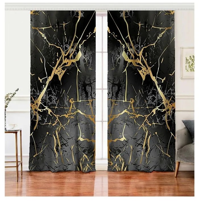 Czarno-złote zasłony zestaw 2 szt. 140x260 cm – Mila Home