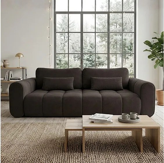 Sofa SOUTH 254x103 cm rozkładana z funkcją spania, w tkaninie GERRA 75 czarnej