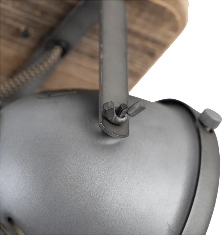 Industrialny reflektor stalowy z drewnem, regulowany - Emado