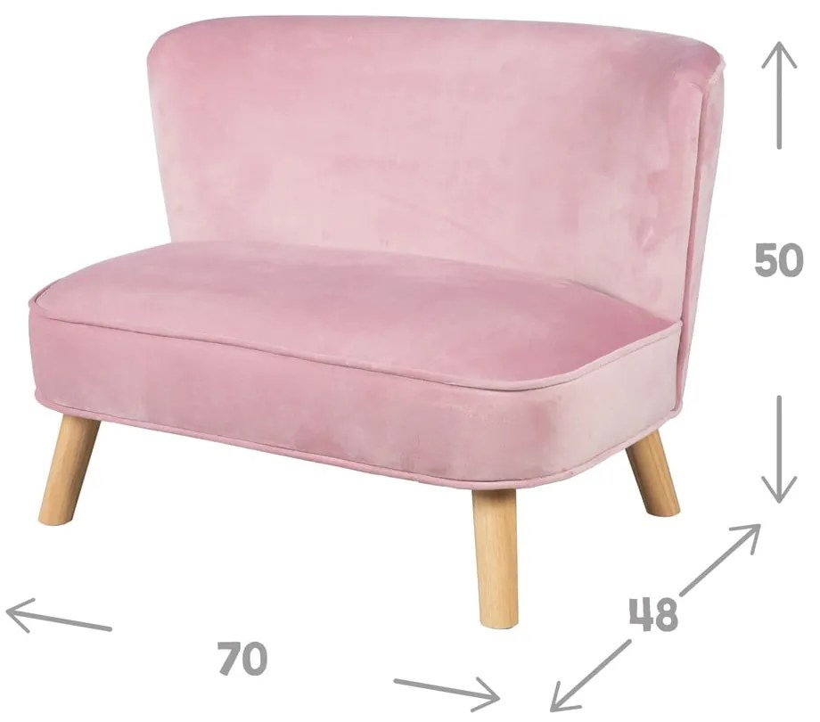 Jasnoróżowa aksamitna sofa dla dzieci 70 cm Lil Sofa – Roba