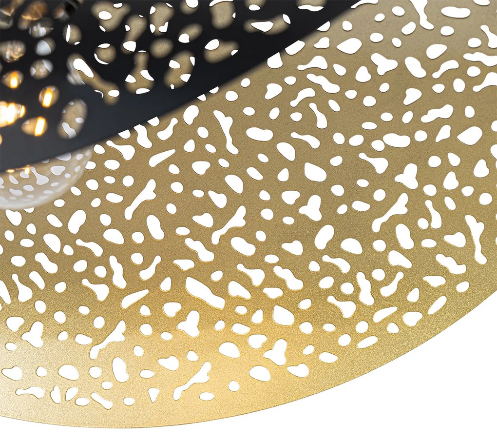 Orientalna lampa wisząca czarna ze złotem 50 cm - Japke