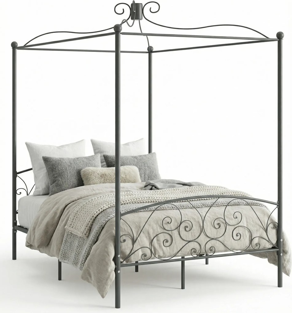 Szare rustykalne łóżko małżeńskie 140x200 cm F2-P22