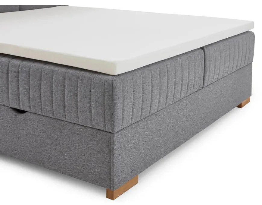 Szare łóżko boxspring ze schowkiem 160x200 cm Tambo – Meise Möbel