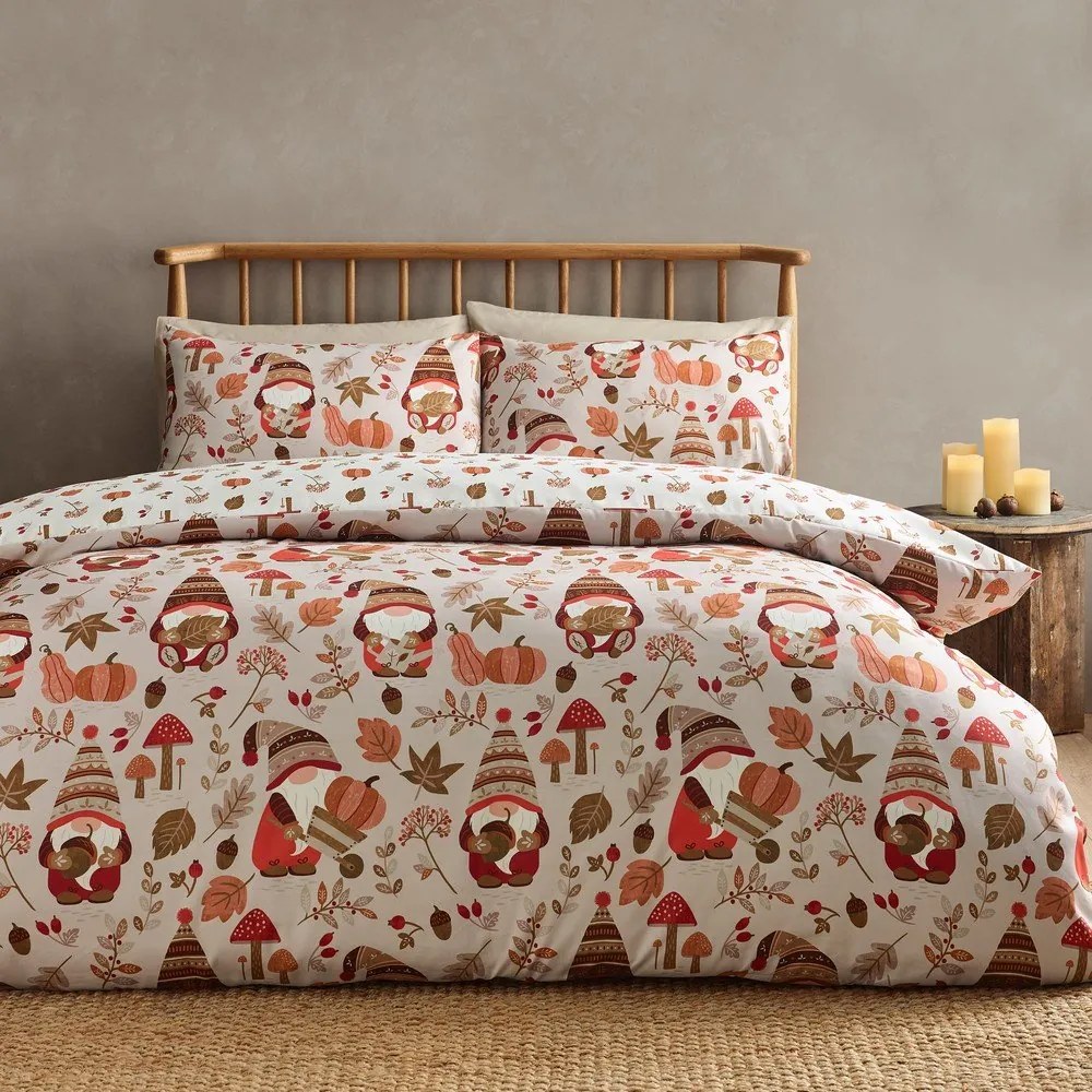 Pomarańczowo-brązowa pościel dwuosobowa 230x220 cm Woodland Gonks – Catherine Lansfield