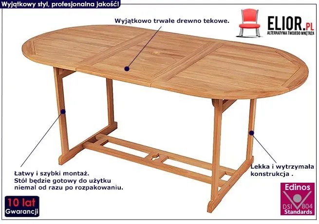 Stół ogrodowy lite drewno tekowe M8-N95
