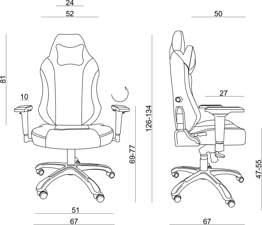 Fotel gamingowy z tkaniny Dynamiq V19 z regulacją podłokietników