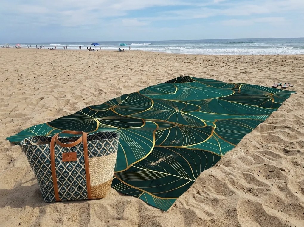 Szybkoschnący XXL ręcznik plażowy VERDARA zielony 150 x 210 cm, 100% mikrofibra